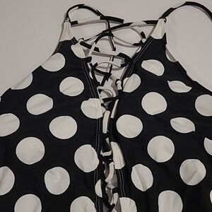 La Blanca Black and White Backless Tie Front One Piece